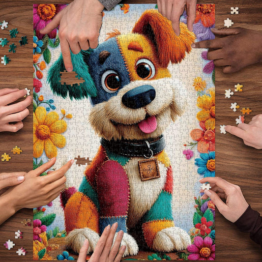 Patchwork Pup | 1000-Piece Wooden Jigsaw Puzzle