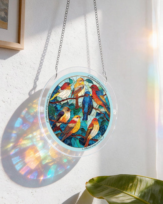 Glowing Feather Haven Puzzle Suncatcher