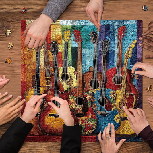 Fabric Guitar Wooden Jigsaw Puzzles 1000 Pieces
