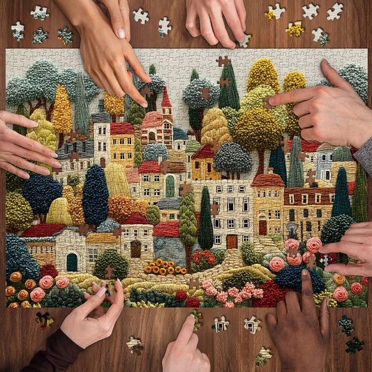 Embroidery Village Wooden Jigsaw Puzzle 1000 Pieces