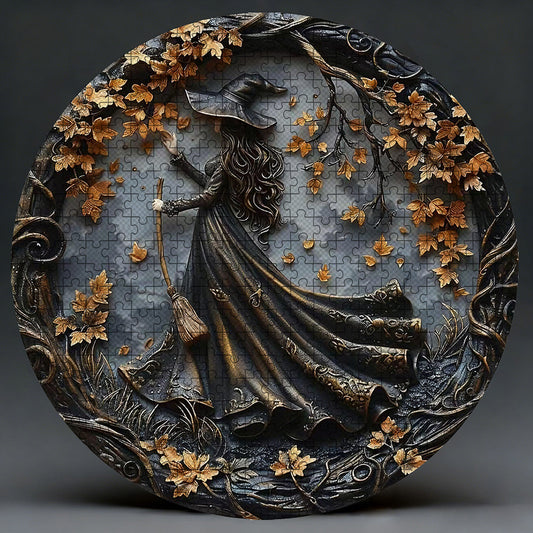 Autumn Witch Wooden Jigsaw Puzzle