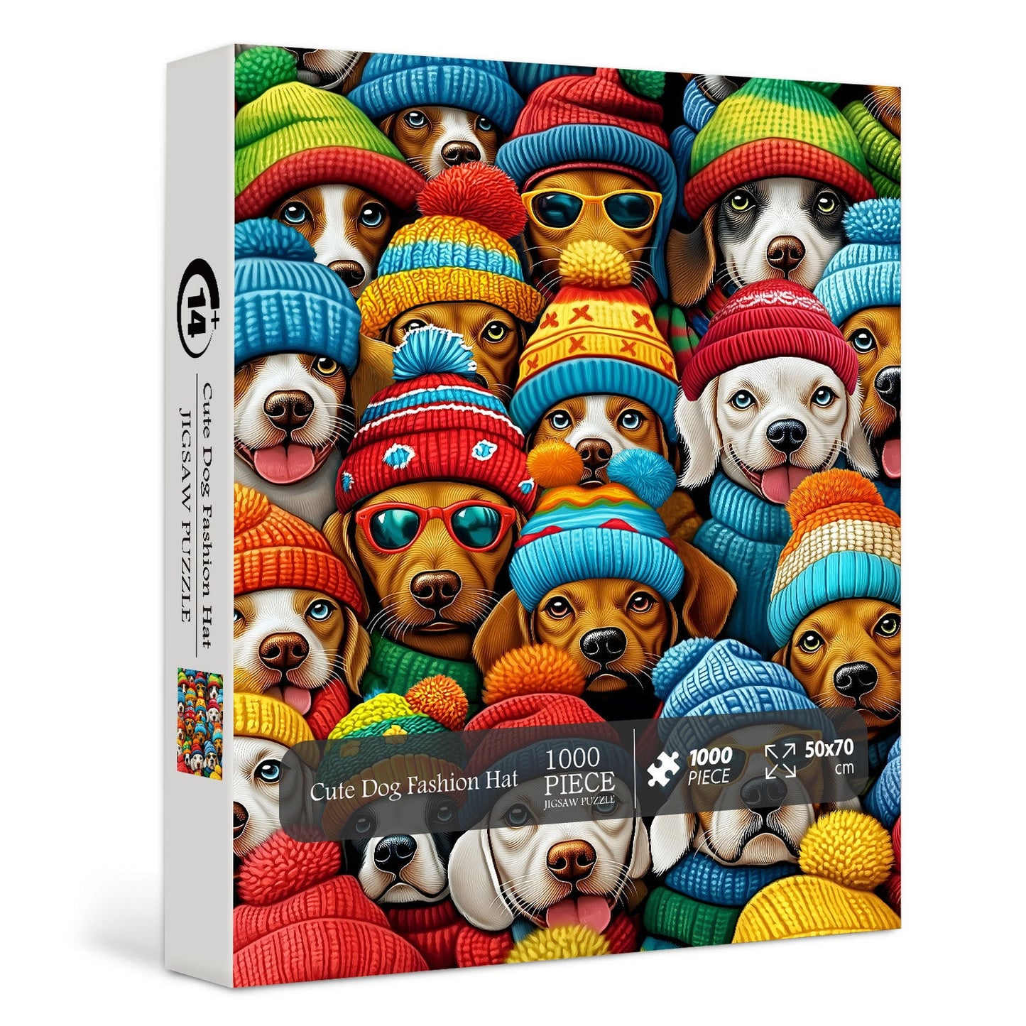 Cute Dog Fashion Hat | 1000-Piece Wooden Jigsaw Puzzle
