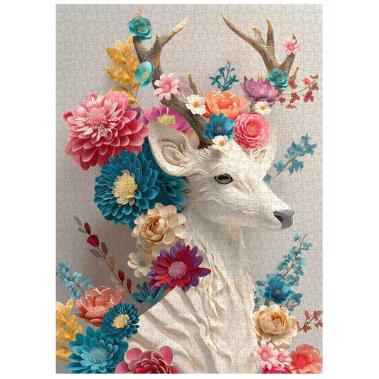 Floral Deer Wooden Jigsaw Puzzle 1000 Pcs