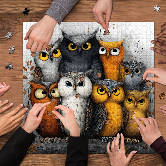 Whimsical Owls | 1000-Piece Wooden Jigsaw Puzzle