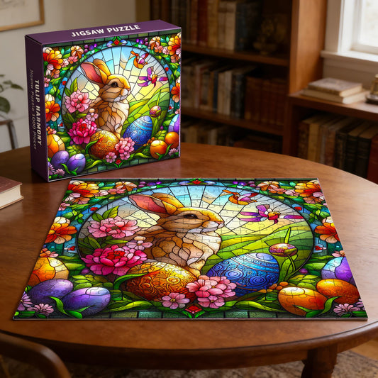 Spring Easter Bunny & Egg | 1000-Piece Wooden Jigsaw Puzzle