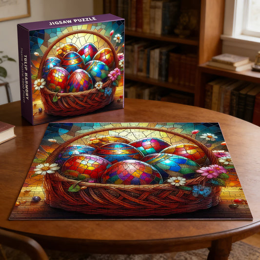 Easter Egg In Basket | 1000-Piece Wooden Jigsaw Puzzle