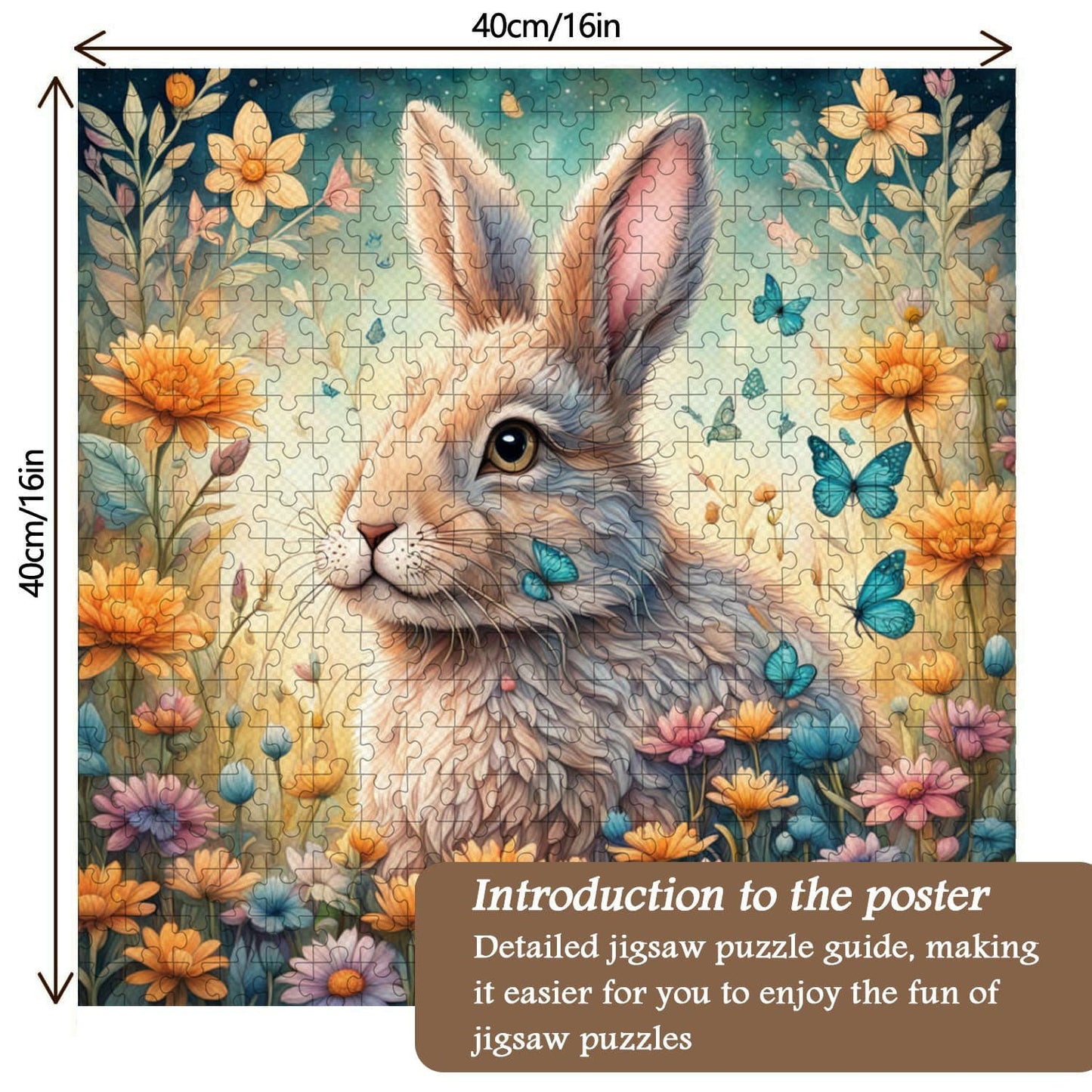 Rabbit Among Butterflies And Flowers | 1000-Piece Wooden Jigsaw Puzzle