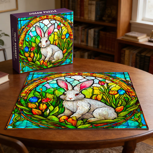 Easter Spring Bunny and Flowers | 1000-Piece Wooden Jigsaw Puzzle