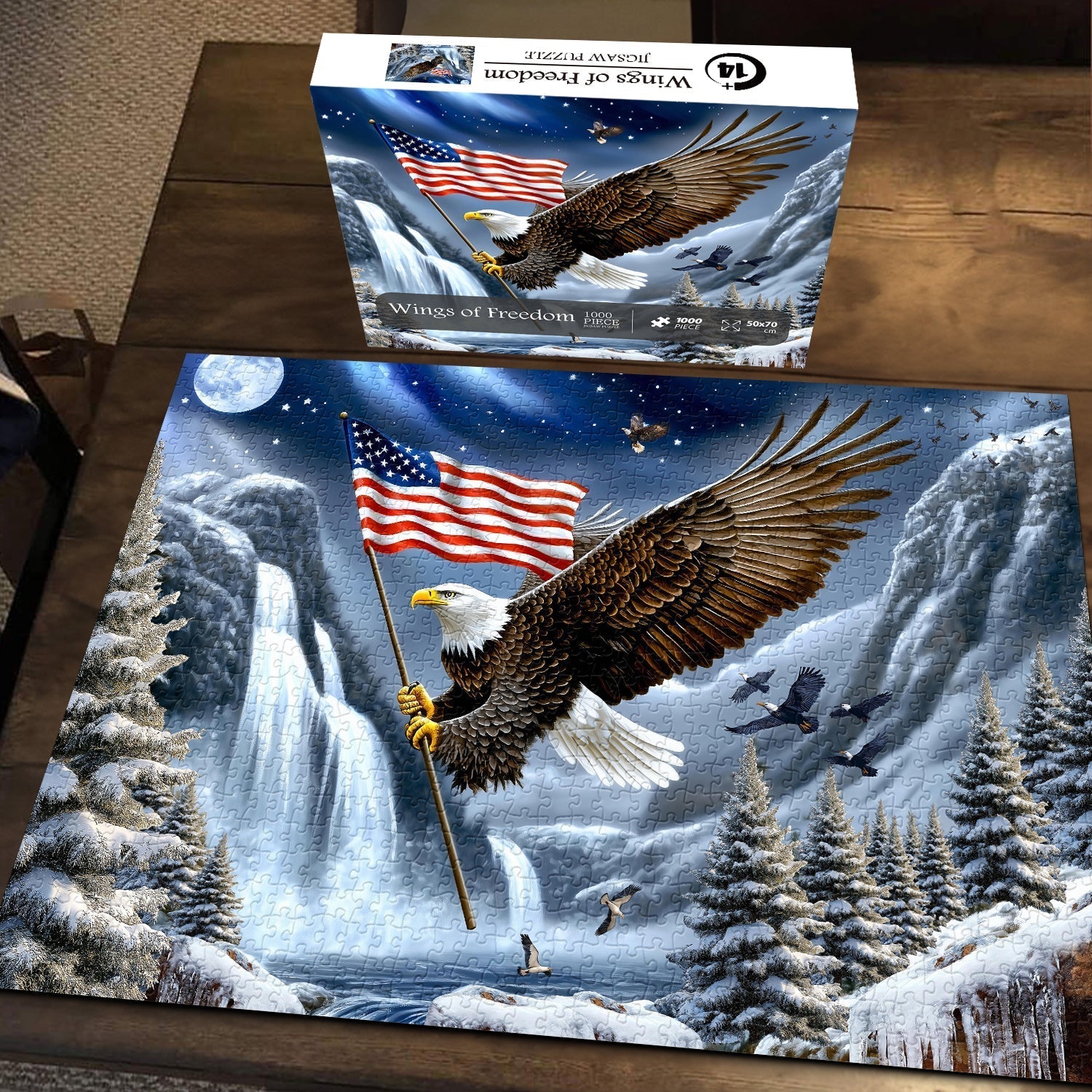 Wings of Freedom Eagle Wooden Jigsaw Puzzle 1000 Piece – Puzzloom