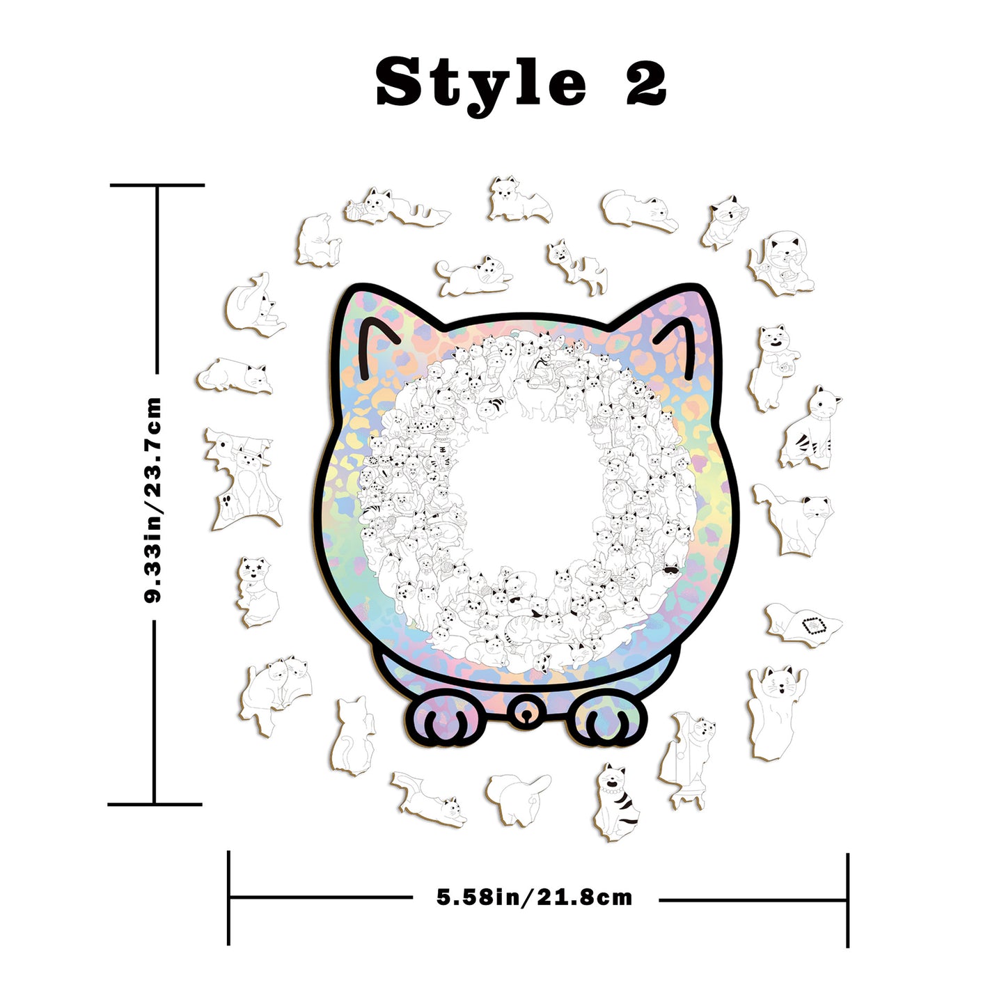 🎁49% OFF🎅135-Piece Morandi-Colored Cat Shaped Tray Wooden Jigsaw Puzzle