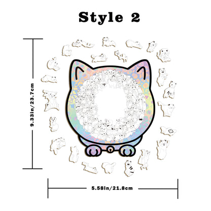 🎁49% OFF🎅135-Piece Morandi-Colored Cat Shaped Tray Wooden Jigsaw Puzzle