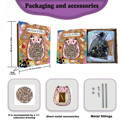 Cute Cat Shaped Tray Wooden Jigsaw Puzzle