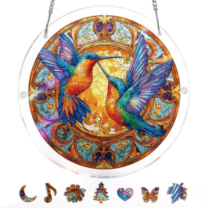 Twin Wings of Radiance Light Puzzle Suncatcher