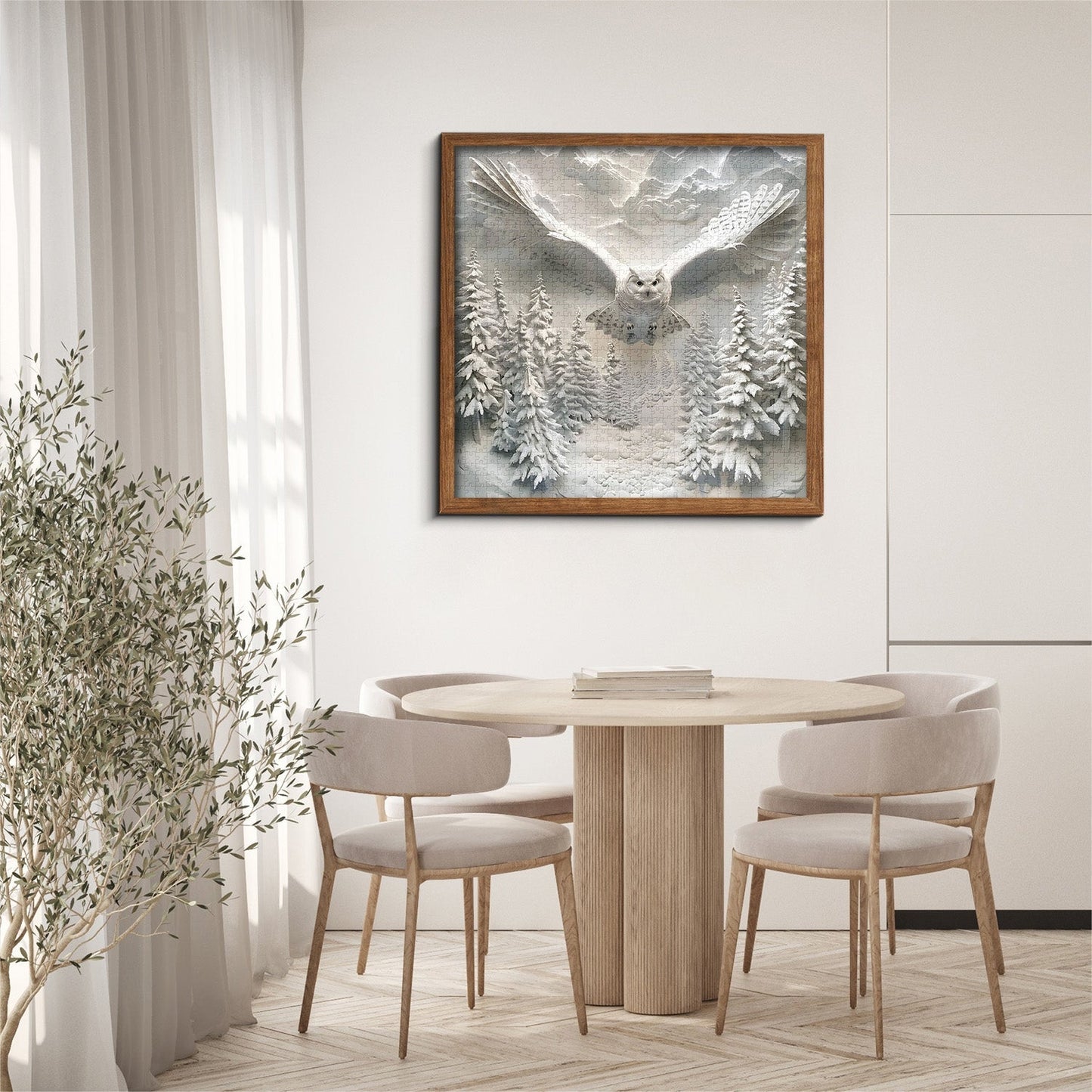 Owl In Snow Wooden Jigsaw Puzzle 1000 Pieces