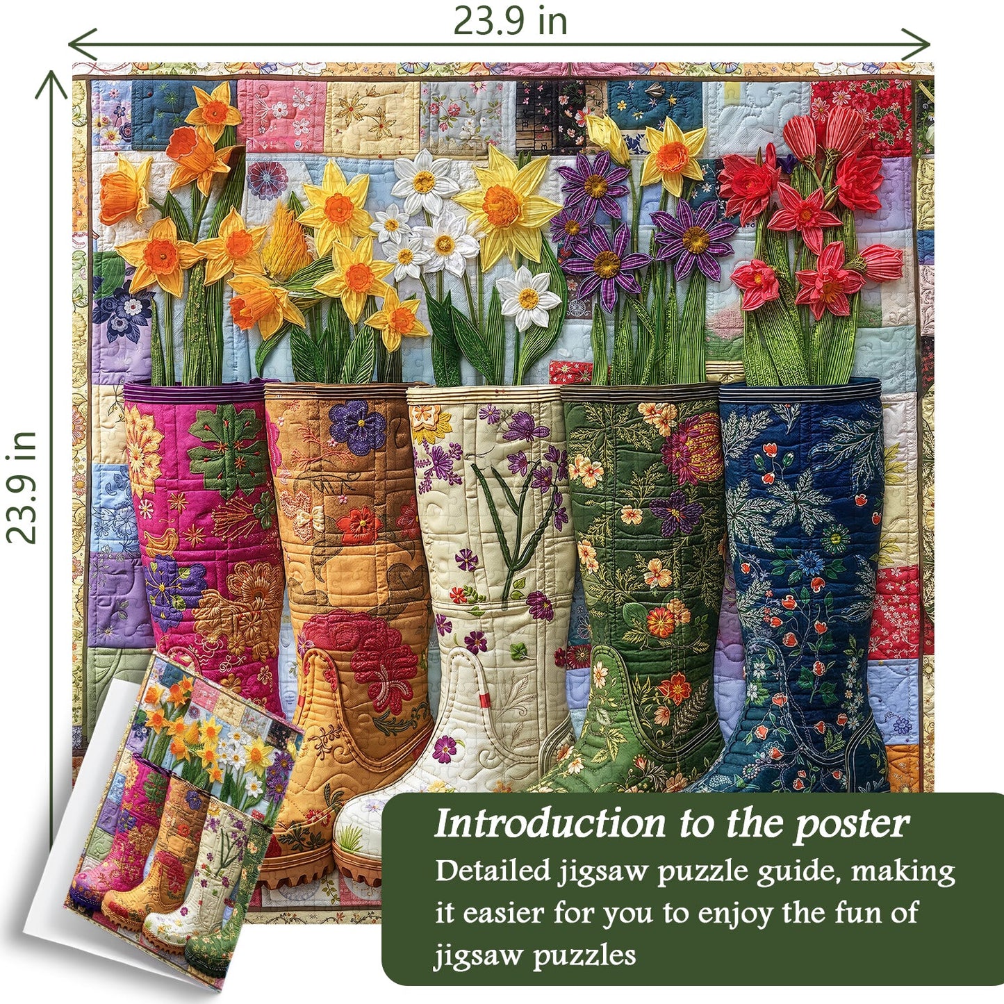 Floral Garden Boots Wooden Jigsaw Puzzle 1000 Pieces