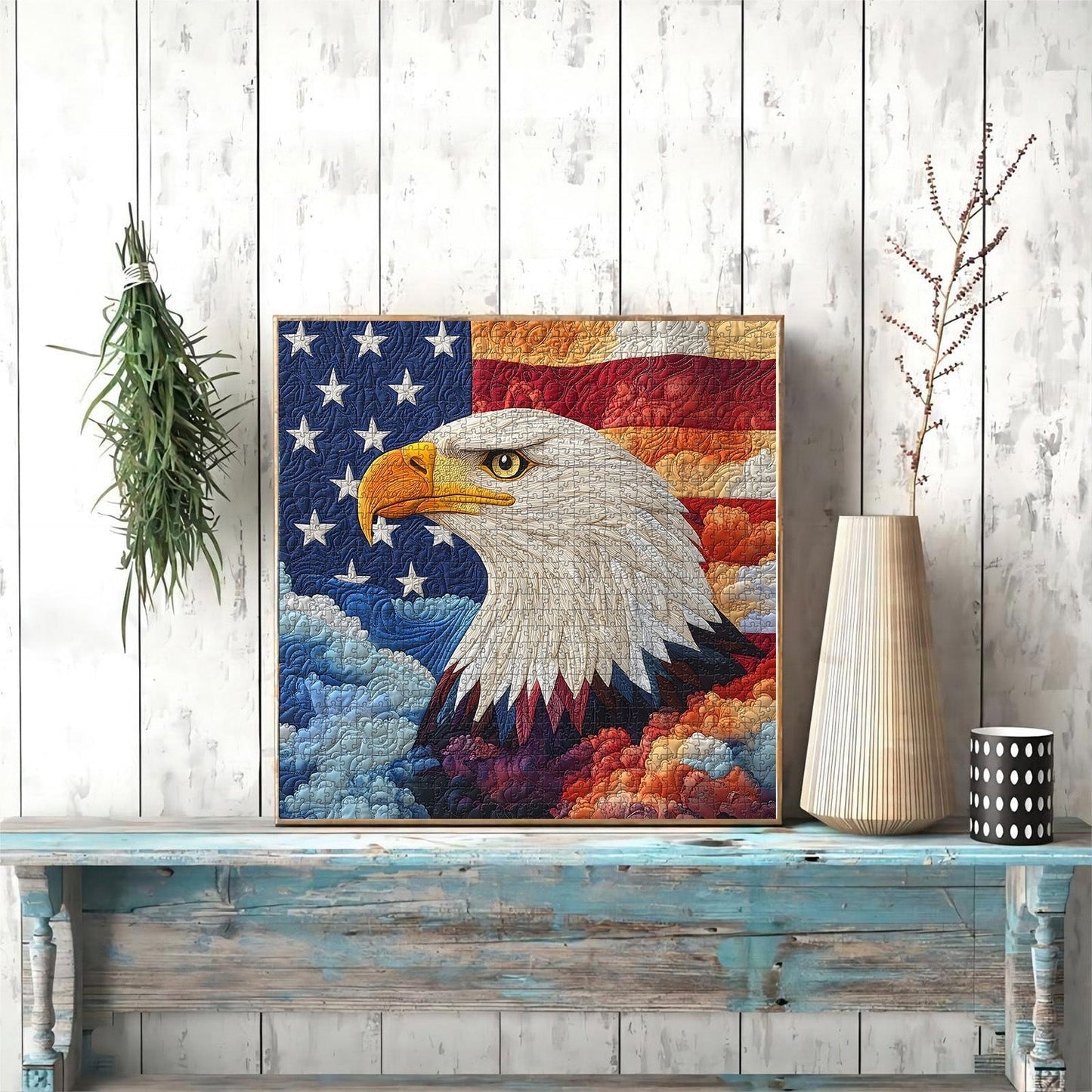 The Quilted Eagle Wooden Jigsaw Puzzle 1000 Pieces