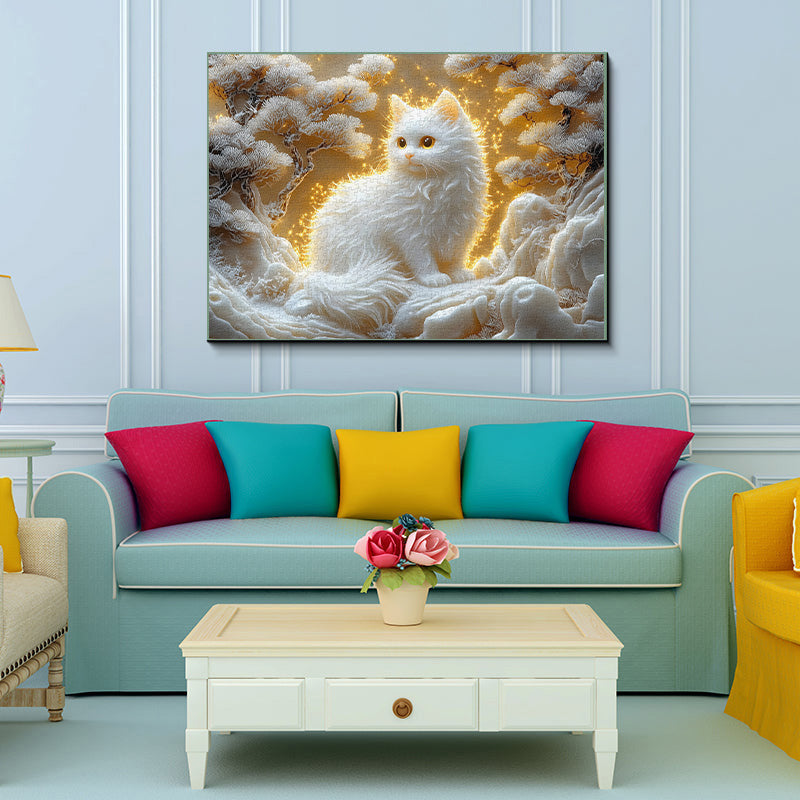 Enchanting White Cat Wooden Jigsaw Puzzles 1000 Pieces