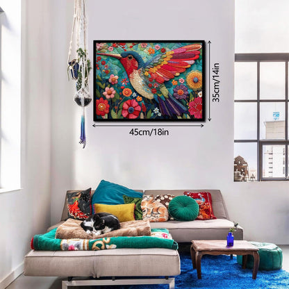 Patchwork Hummingbird Wooden Jigsaw Puzzle 1000 Pieces