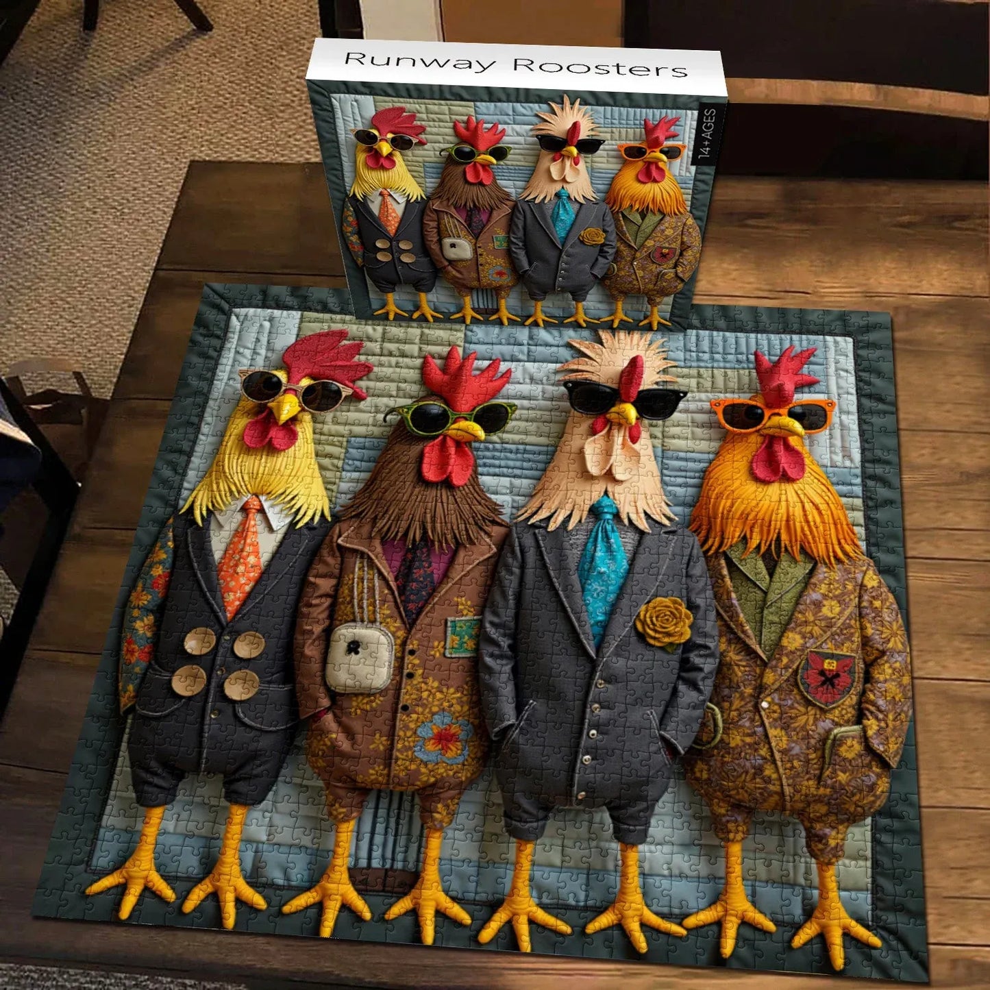 puzzloom™ Runway Roosters Wooden Jigsaw Puzzle 1000 Pieces