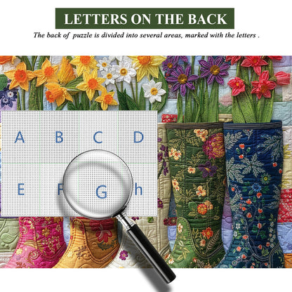 Floral Garden Boots Wooden Jigsaw Puzzle 1000 Pieces