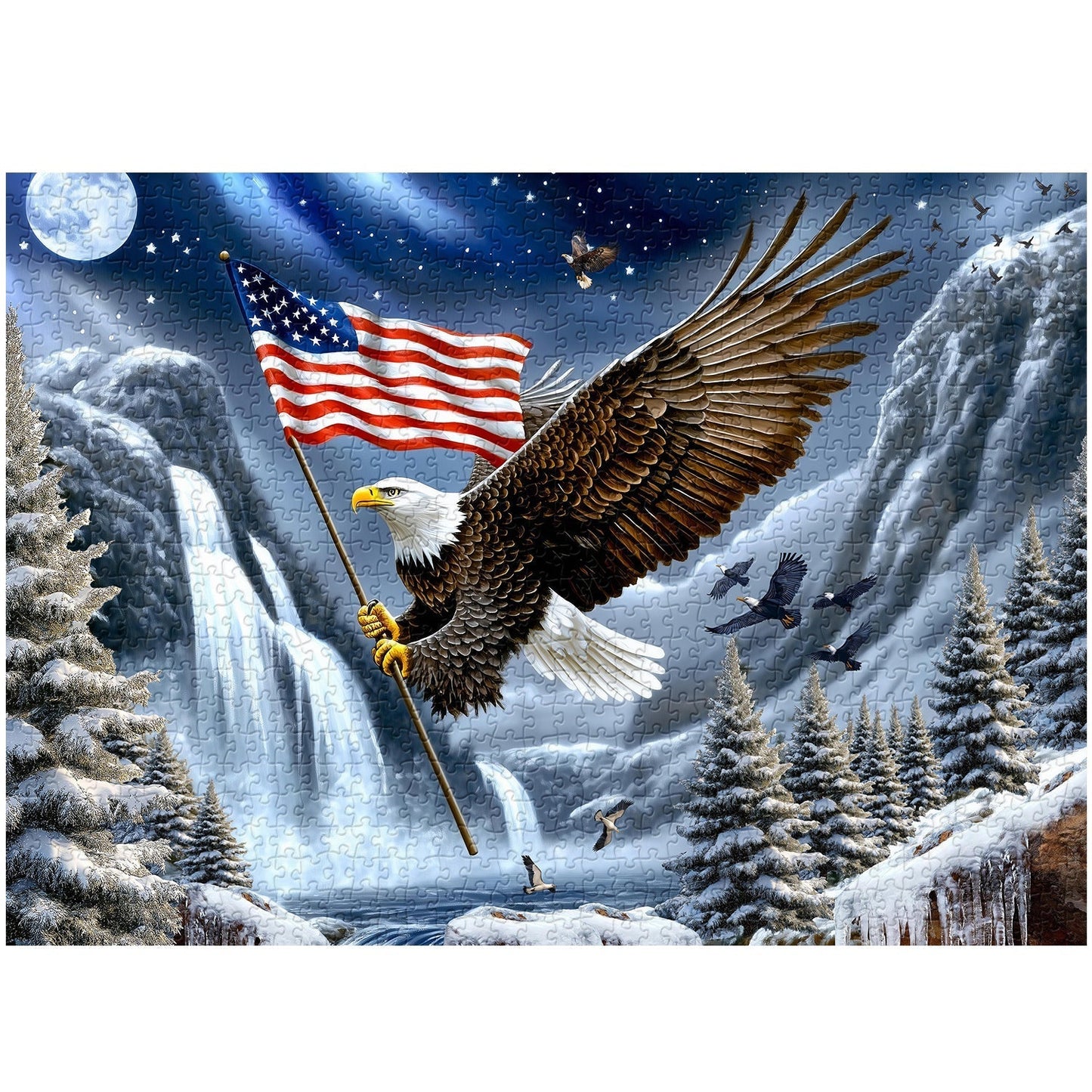 Wings of Freedom Eagle Wooden Jigsaw Puzzle 1000 Piece