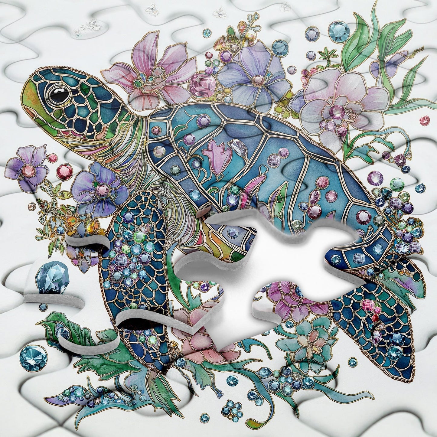 Shining Turtle Wooden Jigsaw Puzzle 1000 Pieces