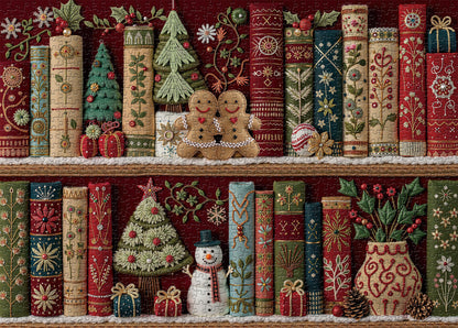 Cozy Christmas Bookshelf Jigsaw Puzzles 1000 Pieces
