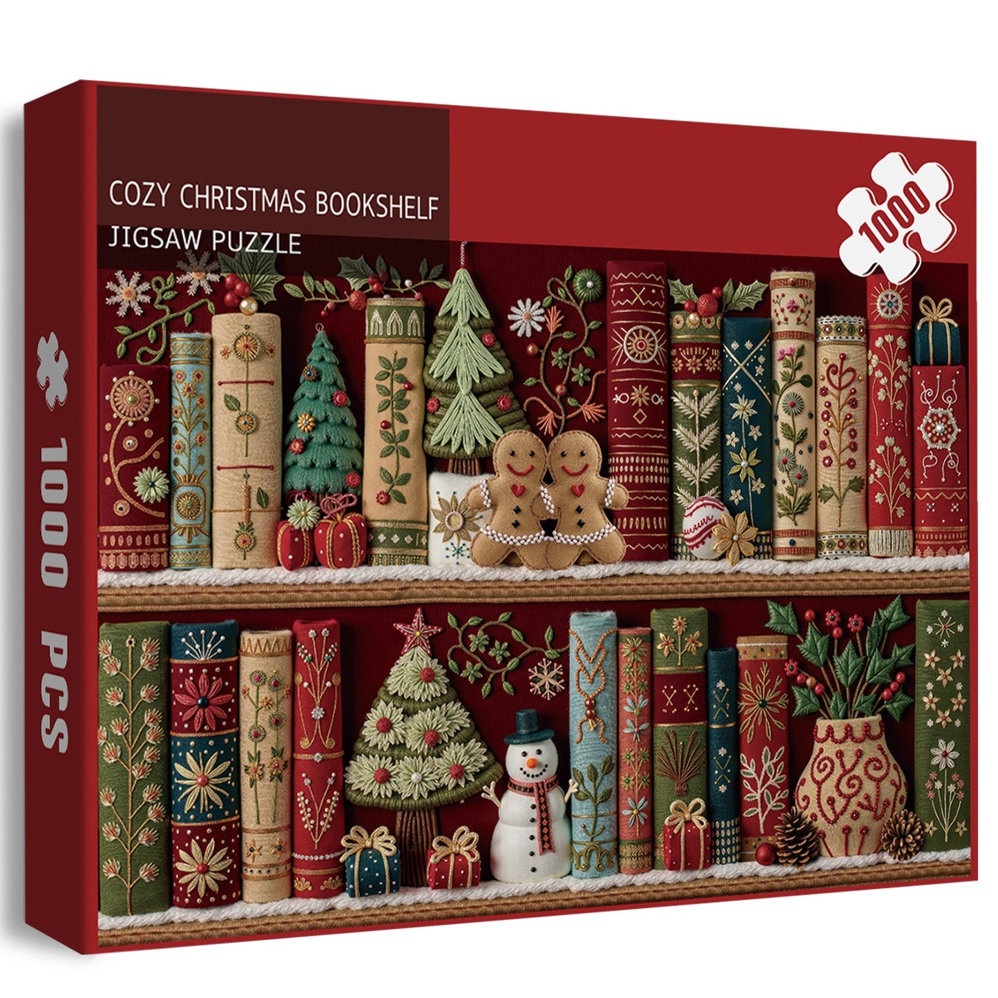 Cozy Christmas Bookshelf Jigsaw Puzzles 1000 Pieces