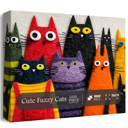 Cute Fuzzy Cats Wooden Jigsaw Puzzle 1000 Pieces