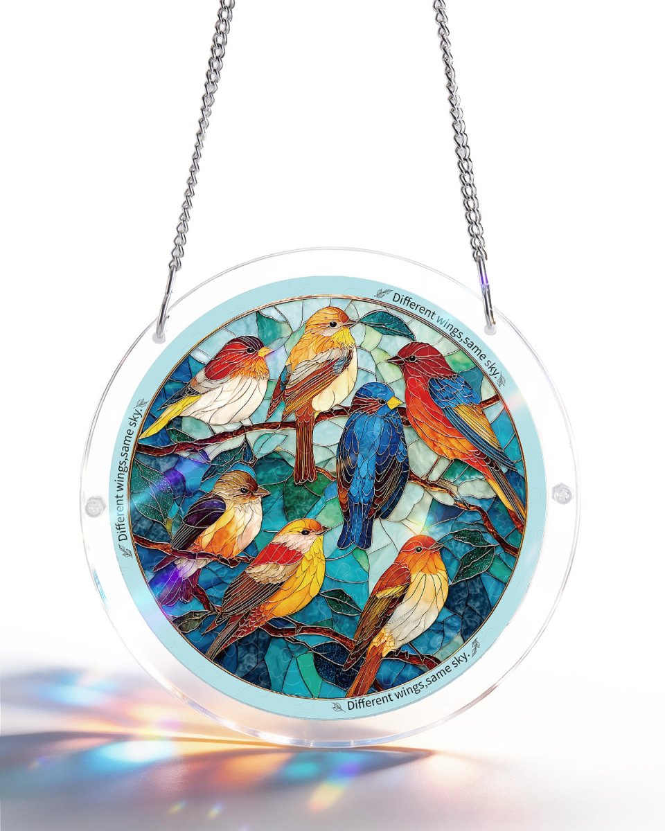 Glowing Feather Haven Puzzle Suncatcher
