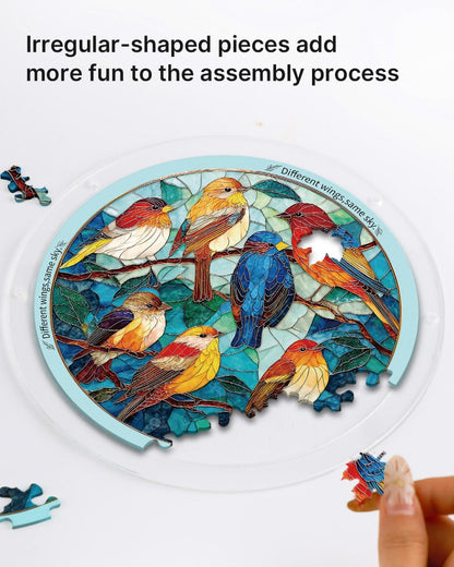 Glowing Feather Haven Puzzle Suncatcher