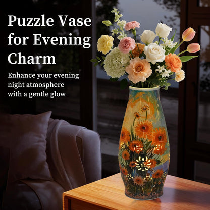 Unique 3D Puzzle Flowers Vases With Led Lights