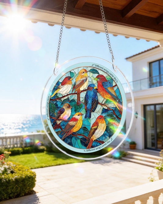Glowing Feather Haven Puzzle Suncatcher