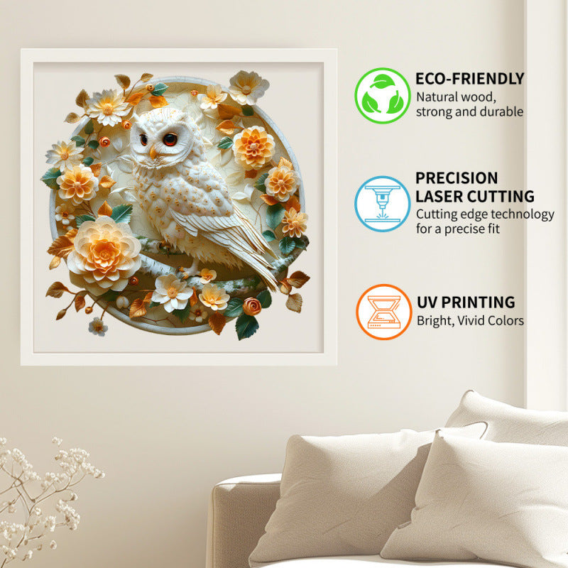 3D Flowers Owl Jigsaw Puzzle