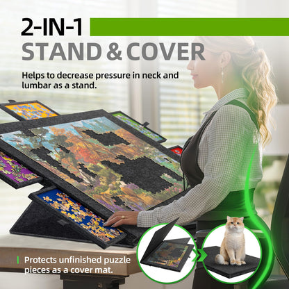 Tilting Puzzle Board with 2-in-1 Designed Stand & Cover