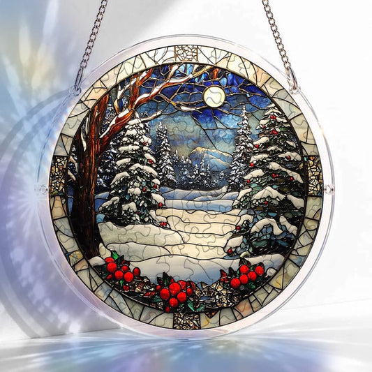 Snowy Forest Acrylic Jigsaw Puzzle Suncatcher
