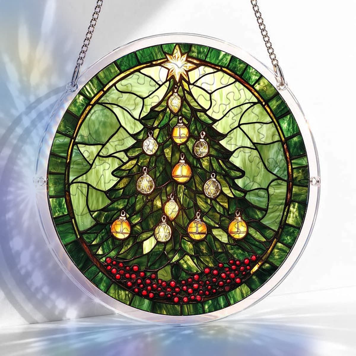 Christmas Tree Acrylic Jigsaw Puzzle Suncatcher