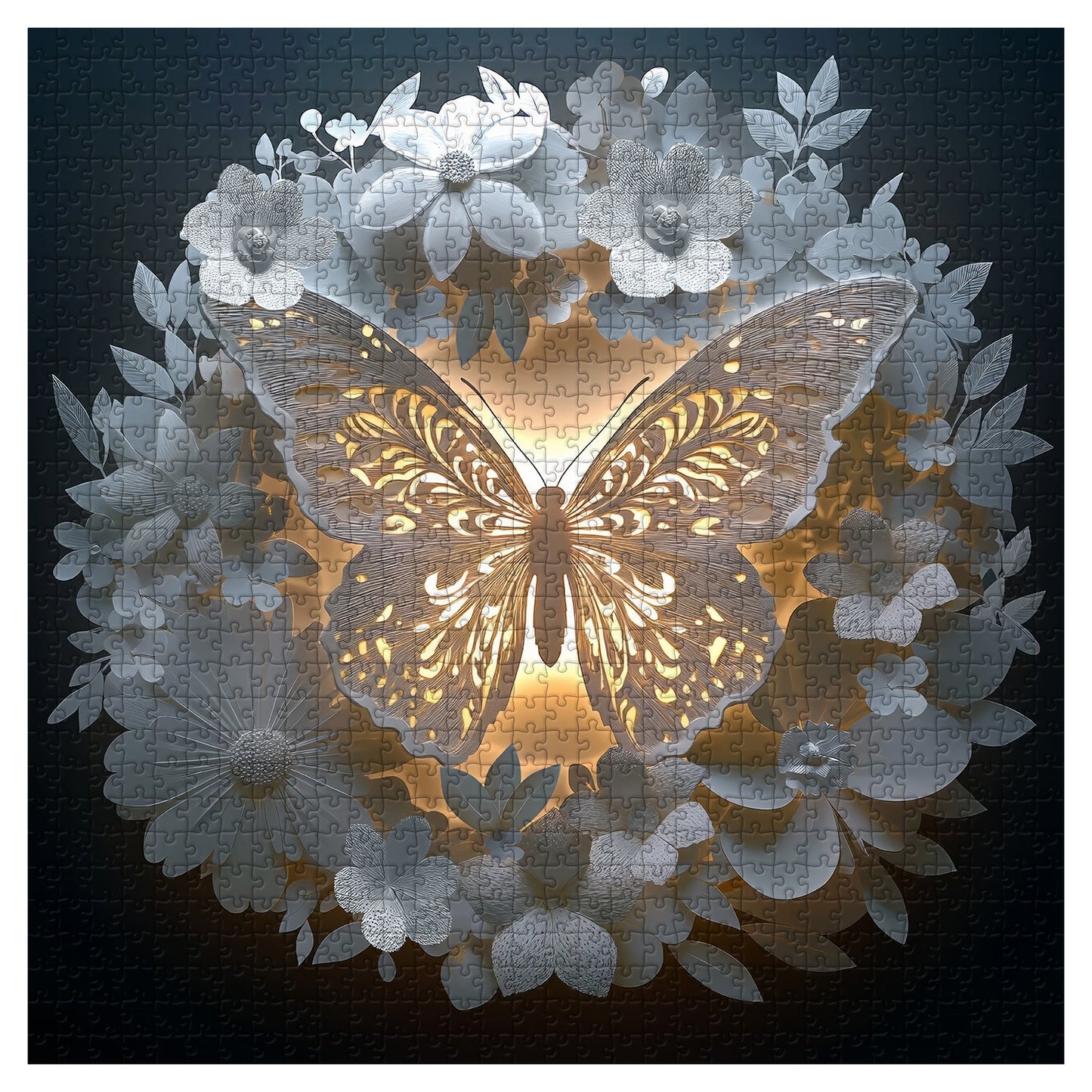 Butterfly Among Flowers Wooden Jigsaw Puzzle 1000 Pieces