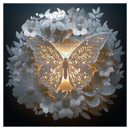 Butterfly Among Flowers Wooden Jigsaw Puzzle 1000 Pieces