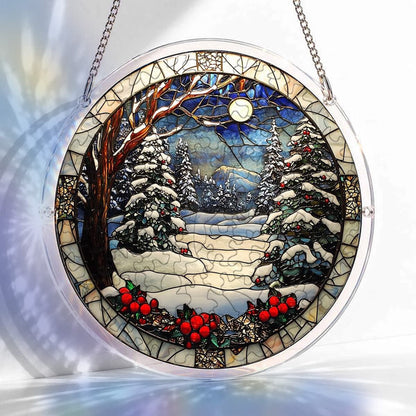 Snowy Forest Acrylic Jigsaw Puzzle Suncatcher