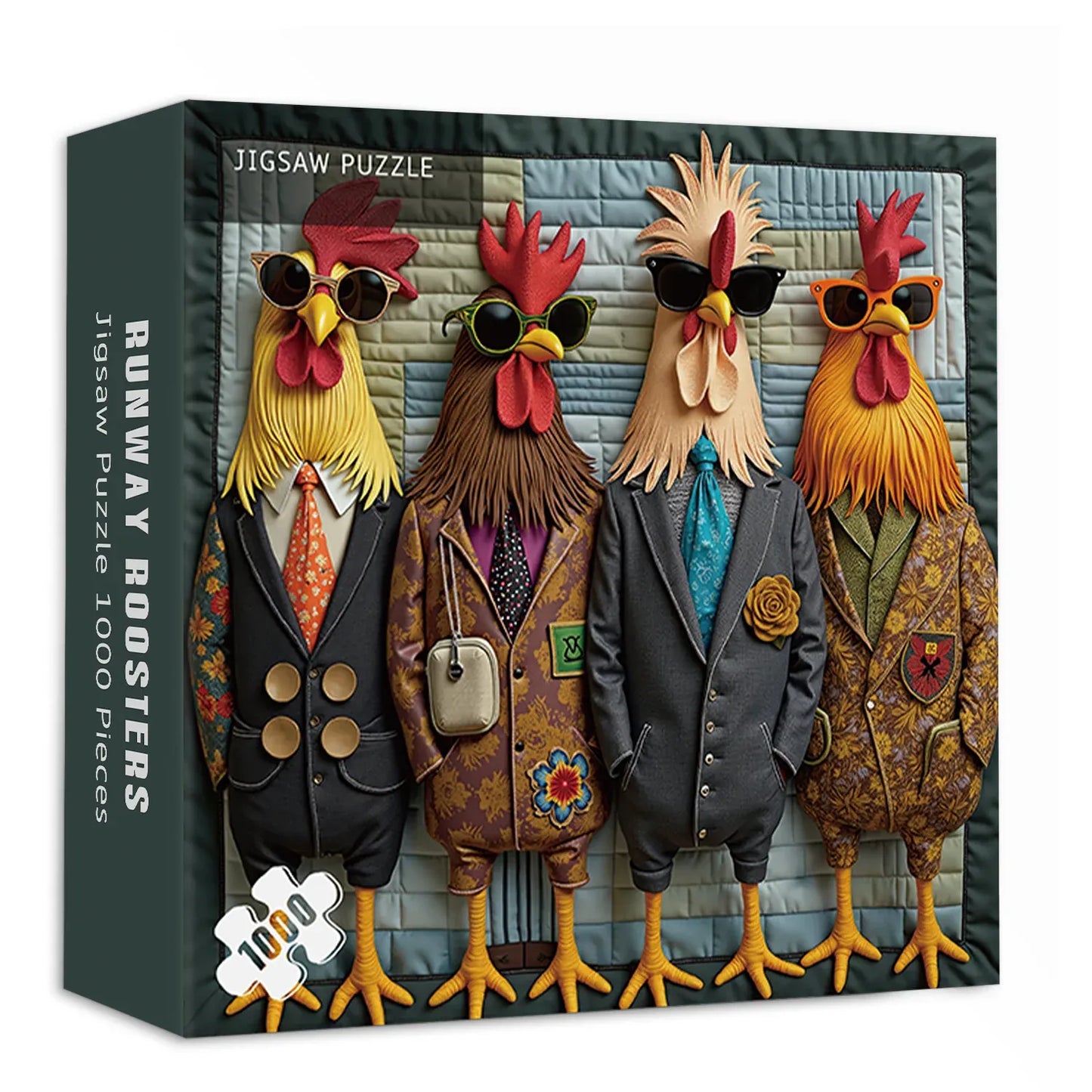puzzloom™ Runway Roosters Wooden Jigsaw Puzzle 1000 Pieces