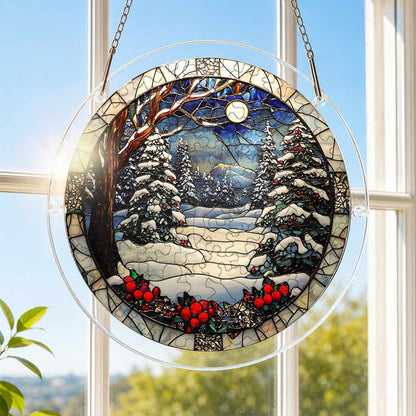 Snowy Forest Acrylic Jigsaw Puzzle Suncatcher