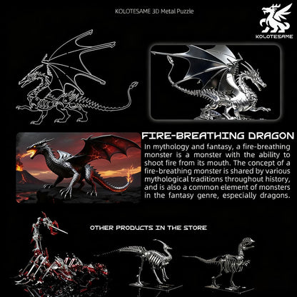 Fire Dragon 3D Metal Puzzle Model for Adults