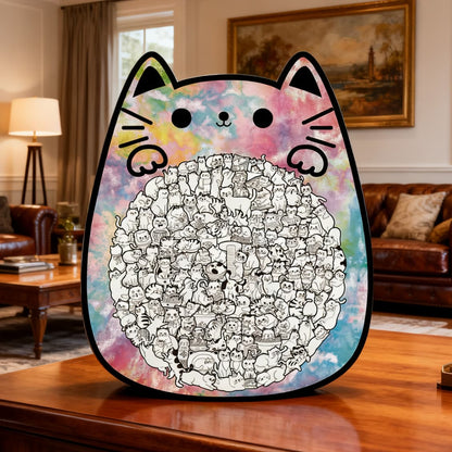 Cute Cat Shaped Tray Wooden Jigsaw Puzzle