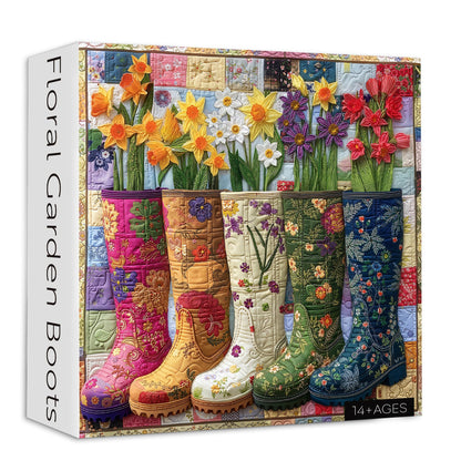 Floral Garden Boots Wooden Jigsaw Puzzle 1000 Pieces