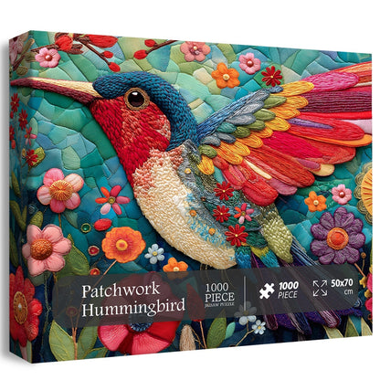 Patchwork Hummingbird Wooden Jigsaw Puzzle 1000 Pieces