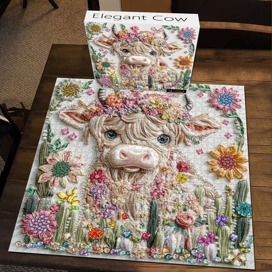 Elegant Cow Wooden Jigsaw Puzzle 1000 Pieces