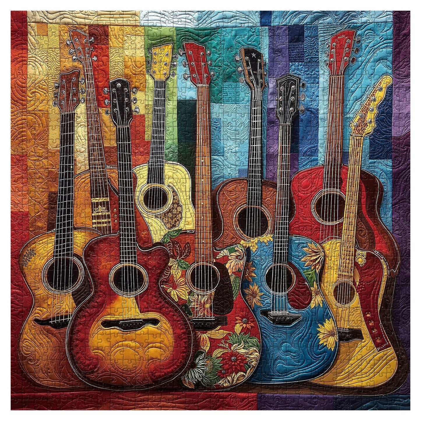 Fabric Guitar Wooden Jigsaw Puzzles 1000 Pieces