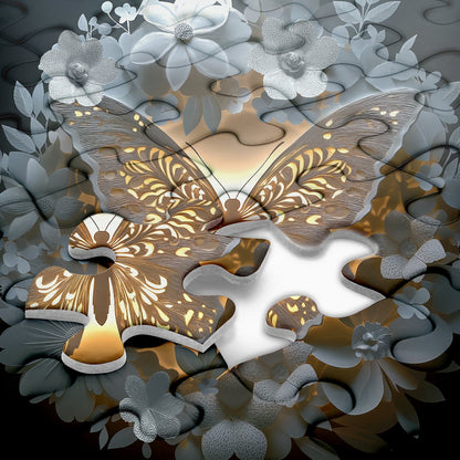 Butterfly Among Flowers Wooden Jigsaw Puzzle 1000 Pieces