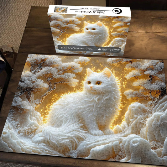 Enchanting White Cat Wooden Jigsaw Puzzles 1000 Pieces